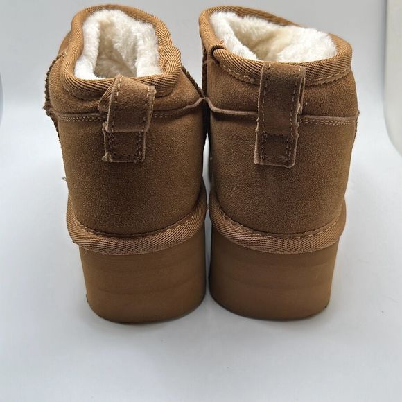 CUSHIONAIRE Women's Genuine Suede pull on platform boot +Memory Foam 6 CHESTNUT - Picture 4 of 7